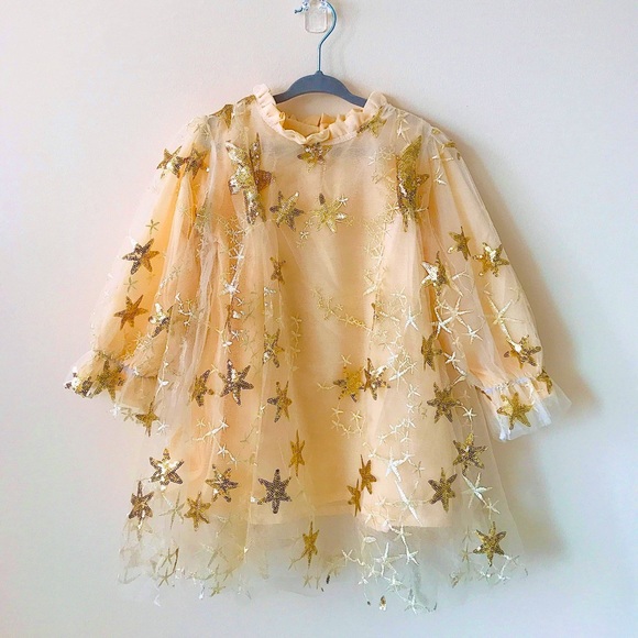 Other - Star Sequinned Long Sleeve Dress Size: 2T-6T